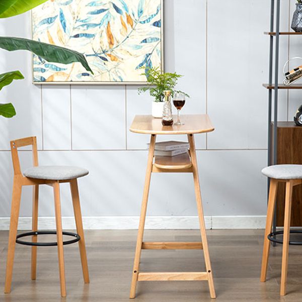 Contemporary Wood Kitchen Dining Room Armless Stool Low Back Bar Stool