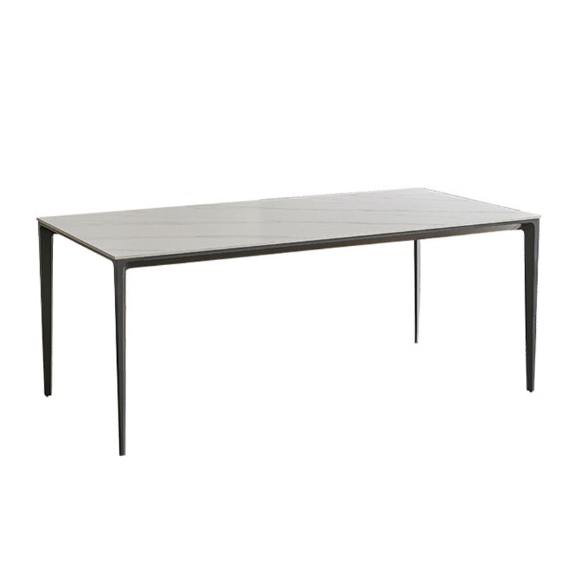 Modern Stone Top Rectangle Dinette Table Metal Base Dining Table in White