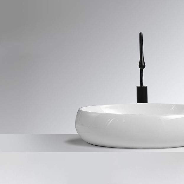 Traditional Vessel Lavatory Sink Oval Porcelain with Pop-Up Drain Basin Sink