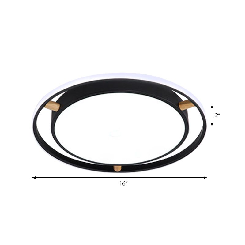 Nordische LED Deckenbündelleuchte Weiß/Grün/Grau Zweikreis dünne Flushmount Beleuchtung mit Holz Arm, 16 "/19.5" /23.5 " W
