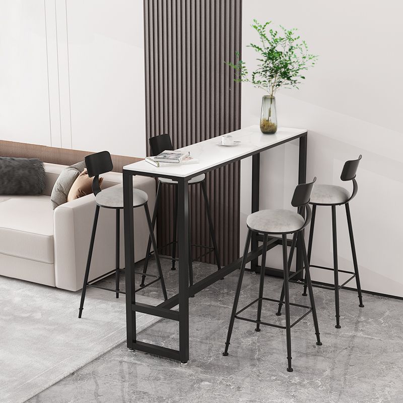 1/3/5 Pieces Modern Rectangle Sintered Stone Counter Table with High Stools