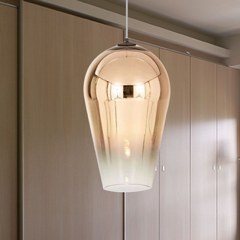 7"/8" Wide Cannon Pendant Lighting Modern Glass 1 Light Chrome/Gold/Rose Gold Hanging Light