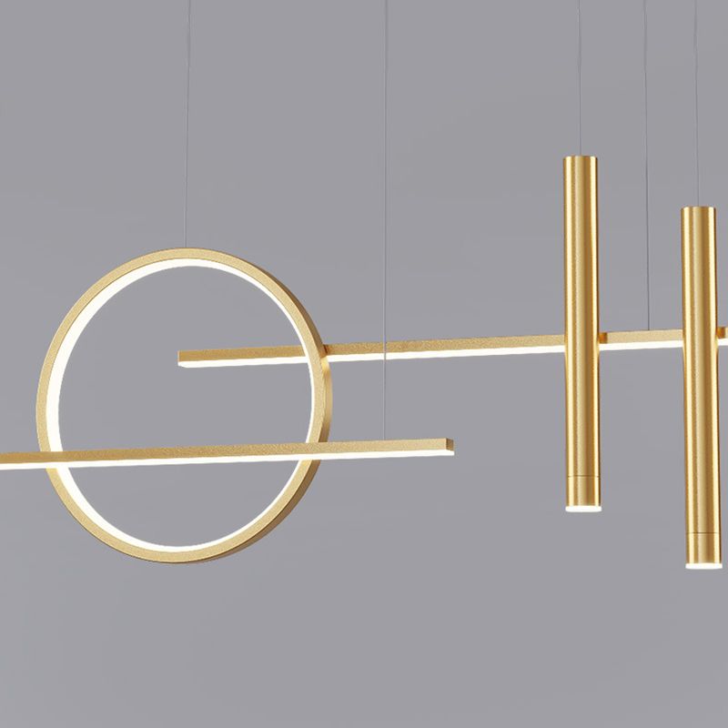 Simplicity Linear LED Island Light Metal 5-Head Dining Room Suspended Lighting Fixture