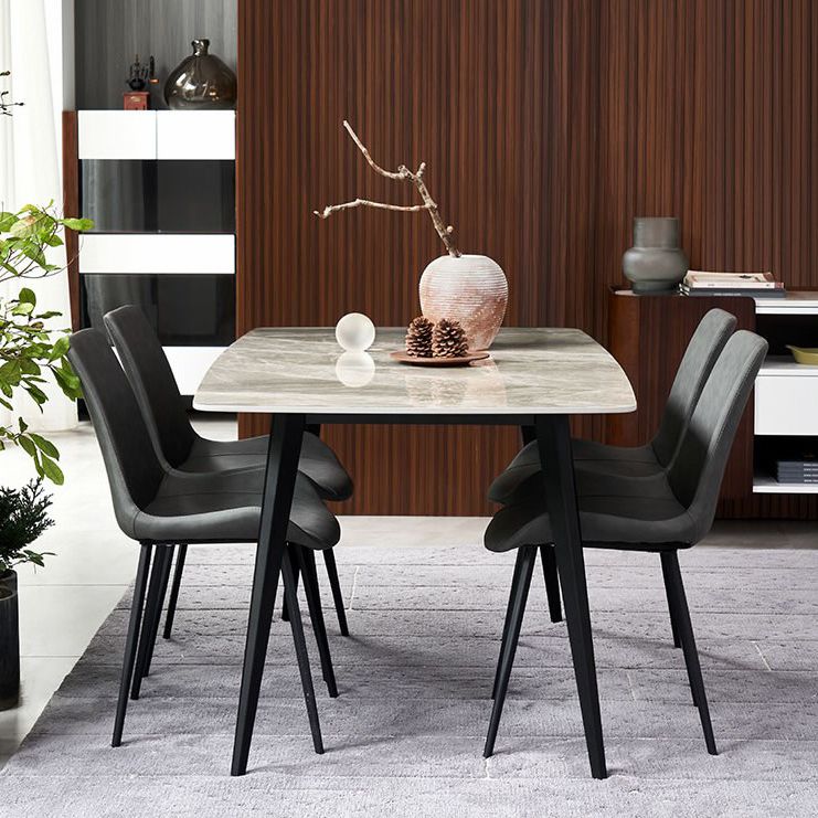 Metal Modern Rectangle Dining Table Sintered Stone Dining Table for Kitchen and Dining Room