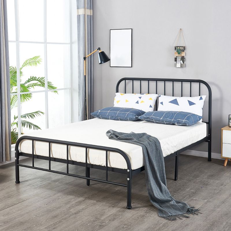 Black and White Open-Frame Bed Industrial Spindle Slat Bed With Custom Gold Legs