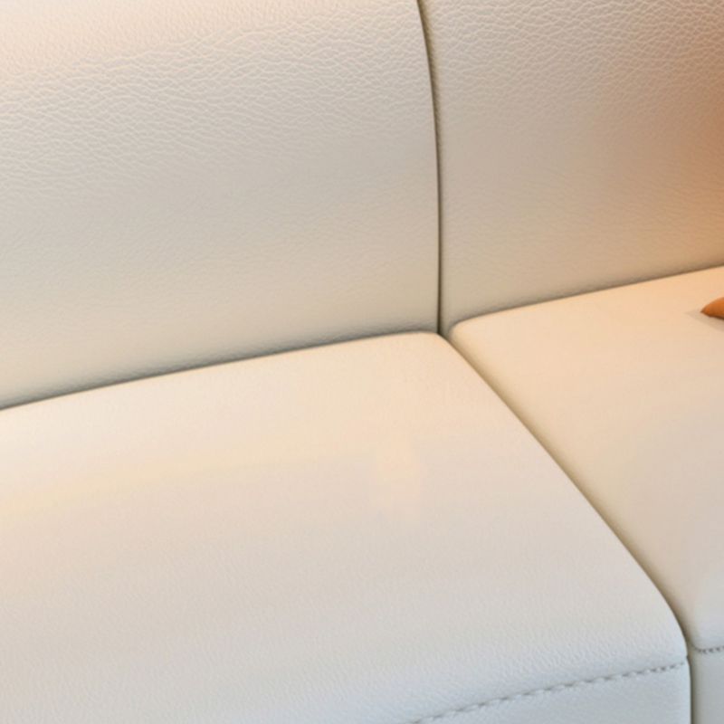 White Cushion Back Sofa Curved Corner Loveseat for Living Room