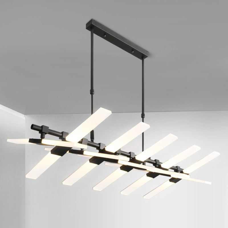 Modern Minimalist Fish Skeleton Island Light Acrylic LED Strip Restaurant Pendant Lighting for Living Room