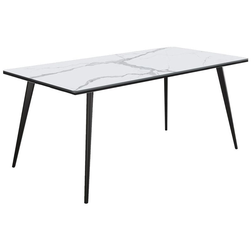 Rectangular Modern Style Sintered Stone Dining Table Dining Furniture with 4 Legs Metallic Base