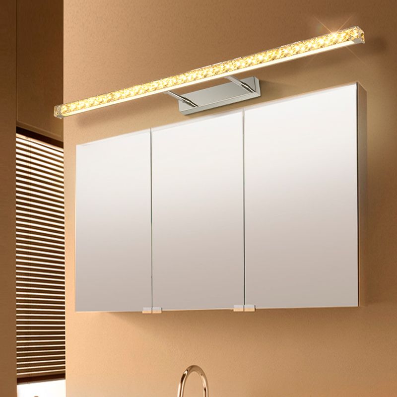 Modern Stainless Steel Vanity Mirror Light Bathroom Gold Vanity Sconce Light with Crystal