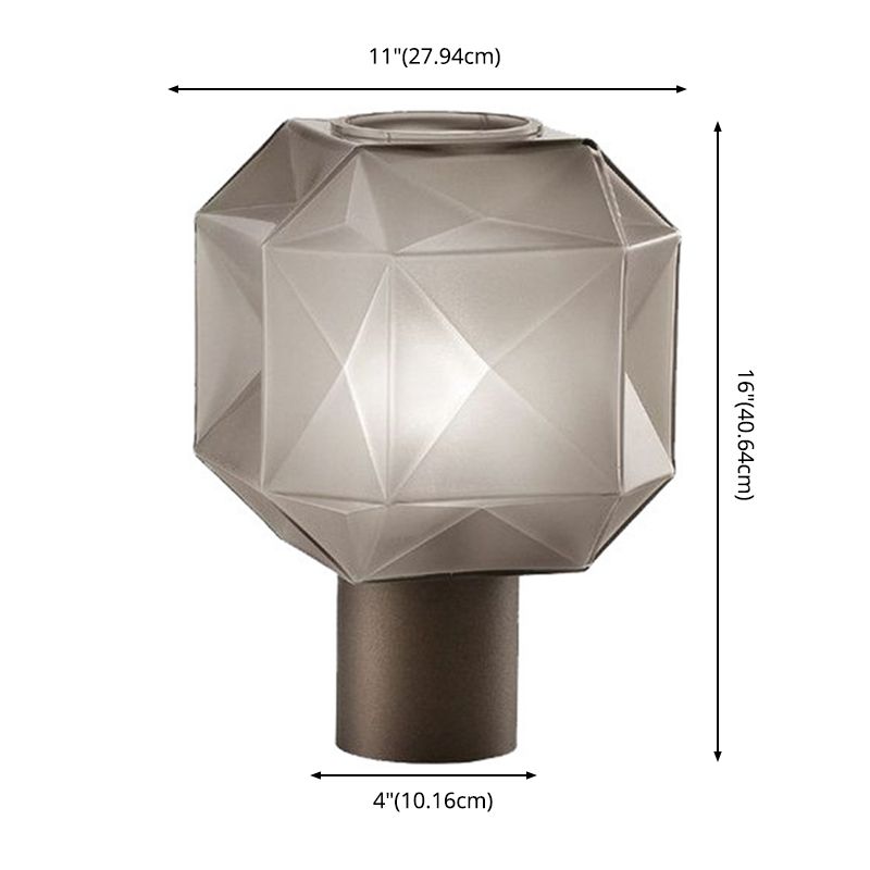 Diamond Geometric Design Lampada da tavolo in vetro 11 "Luce da comodino a stile di semplicità larga in grigio fumo grigio