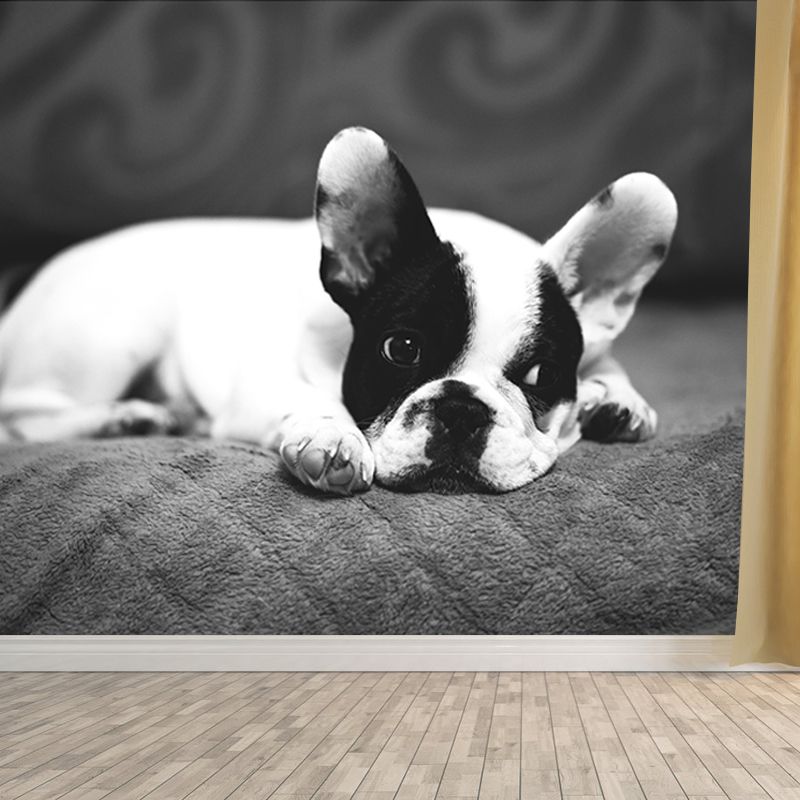 Lovely Dog Mural Wallpaper Water-Resistant Wall Covering for Accent Wall