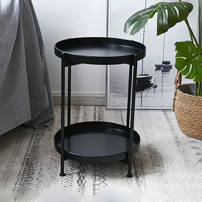 Metal Nightstand 20" Tall Industrial Bedside Cabinet with 2 Shelves