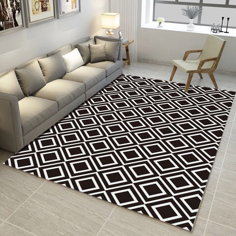 Bold Multi Color Matrix Rug Polyester Modern Area Carpet Non-Slip Pet Friendly Stain Resistant Rug for Living Room