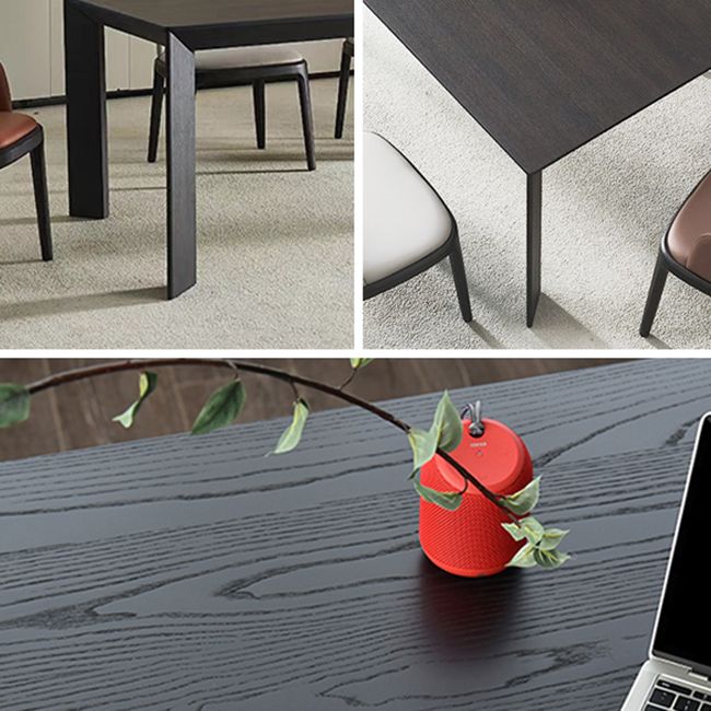 Mesa moderna de madera de fresno en negro para mesa de comedor rectangular de restaurante con 4 patas