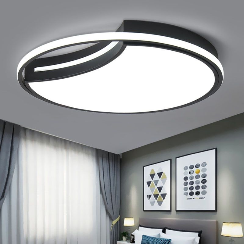 Métal épissure rond LED encastré moderne noir encastré chambre à coucher plafonnier
