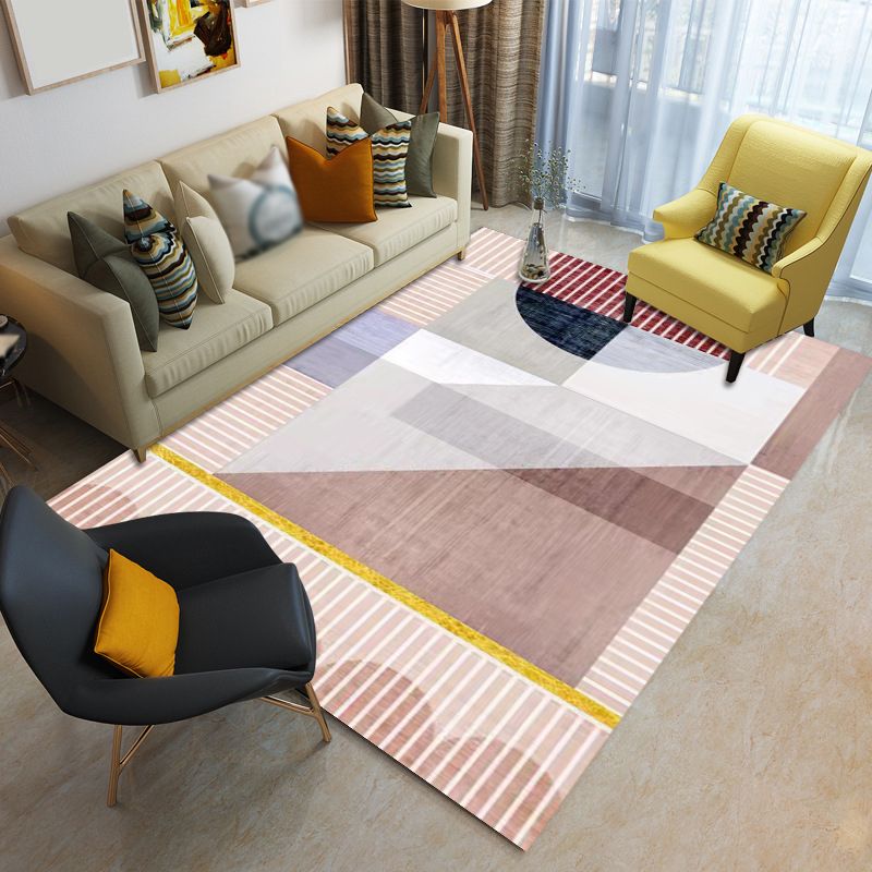 Gold Simplicity Rug Polyester Color Block Rug Washable Rug for Living Room