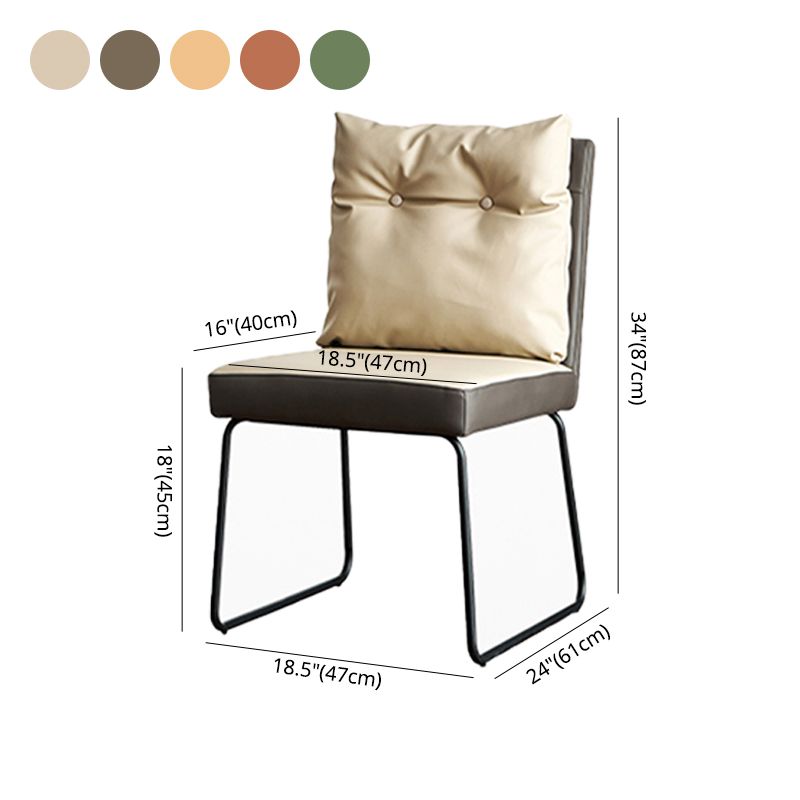 Contemporary Metal Dining Armless Chair Faux Leather Dining Chairs for Home Use