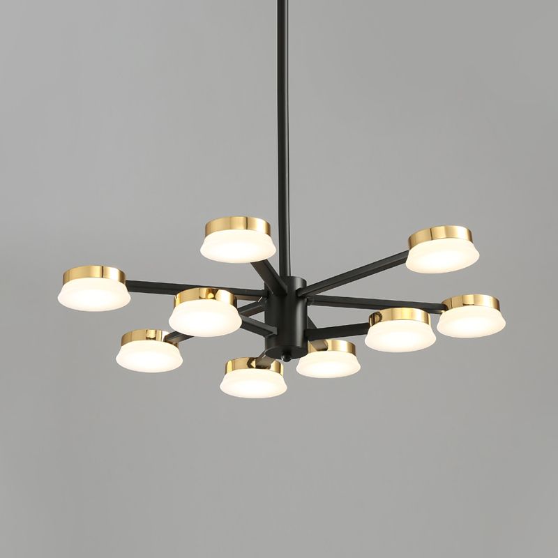 Éclairage de lustre en métal radial moderniste 9/12 têtes de plafond suspendu noir pour le salon