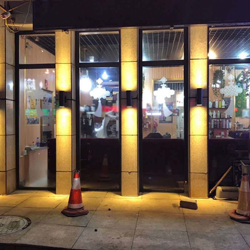 Contemporary Black Wall Light Cylinder 2 Lights Wall Washer with Aluminum for Outdoors