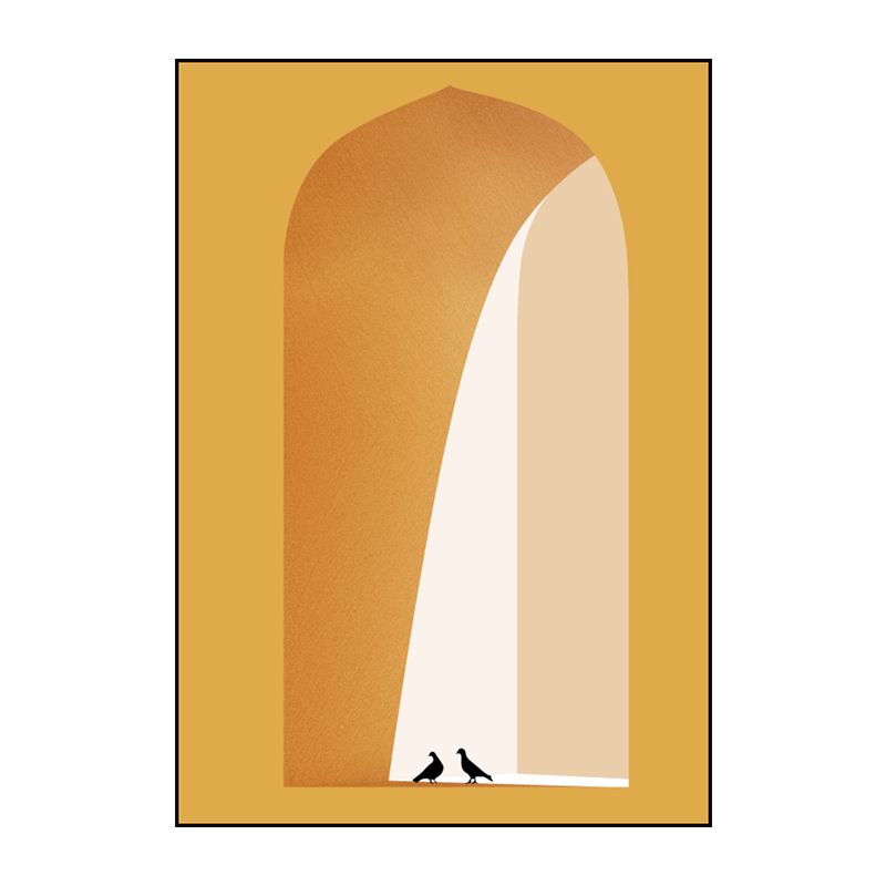 Modern Canvas Art Light-Color Animal in Arch Hallway Wall Decoration for Corridor