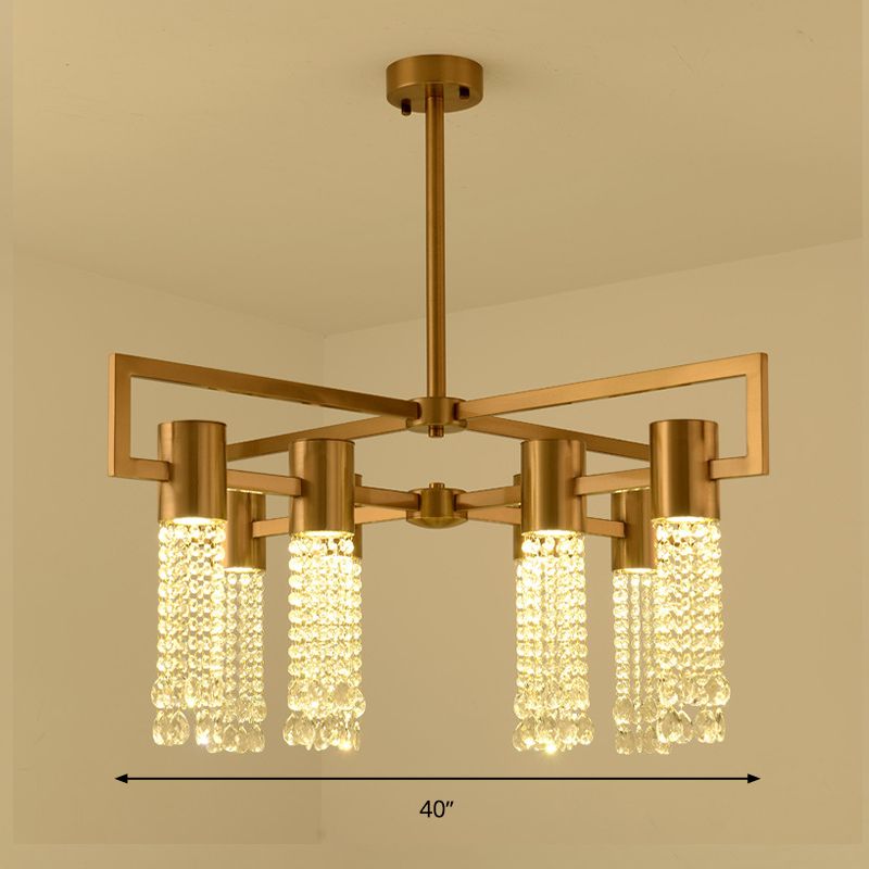 Waterfall Clear K9 Crystal Pendant Chandelier Modernism 8/10 Bulbs LED Gold Hanging Ceiling Light for Bedroom