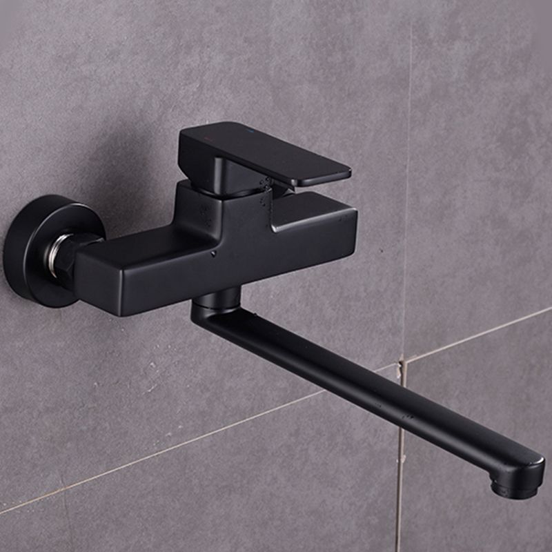 Contemporary Single Handle Kitchen Faucet Pull Down 2 Holds Bar Faucet in Black
