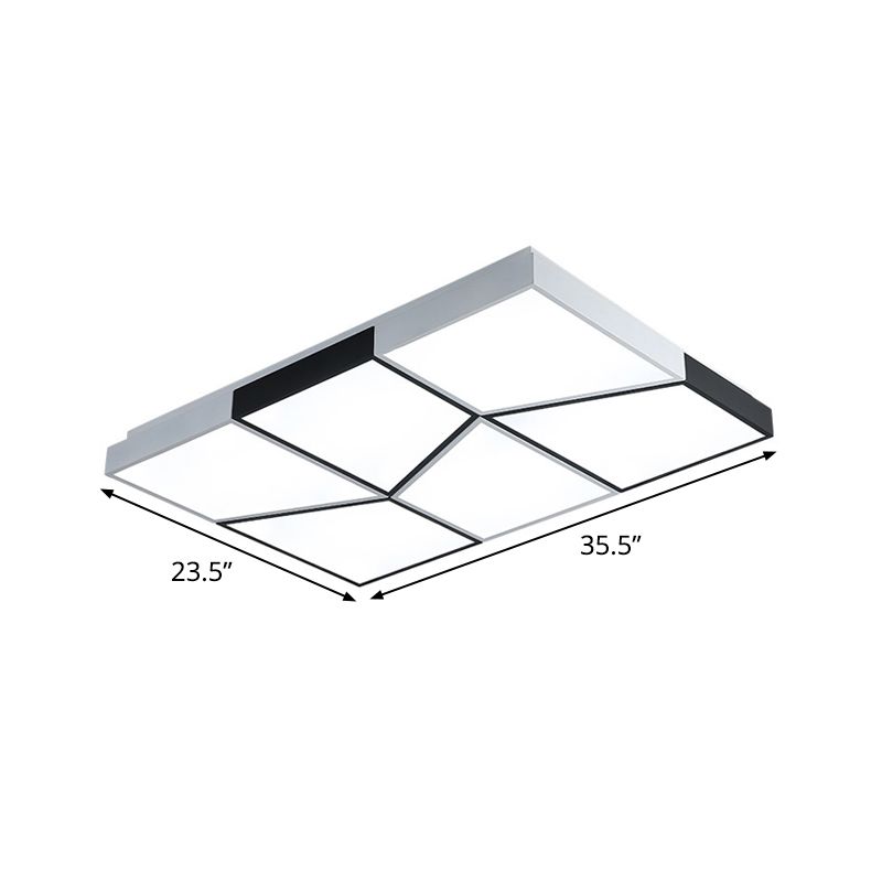 19.5"/35.5"/47" Modern Square Ceiling Light Fixture Acrylic Shade LED Black and White Flush Ceiling Light for Living Room in Warm/White