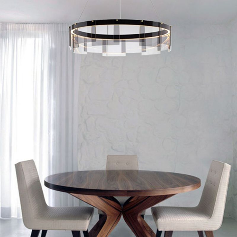 Modern eenvoudige LED kroonluchter glas cirkelvormige hanglamp voor woonkamer