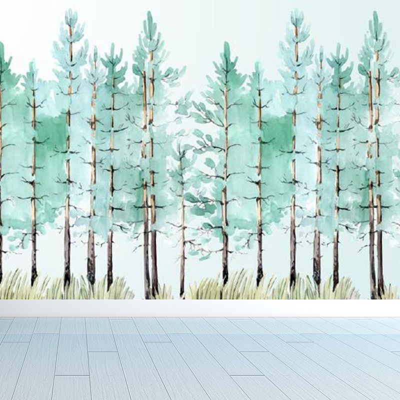 Illustration Botanical Wallpaper Mural for House Interior, Soft Color, Custom Made