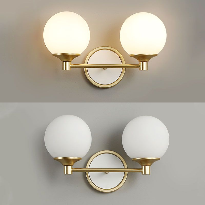 White Sphere Wall Light Sconce Modern Glass Wall Mount Light Fixture for Bedroom