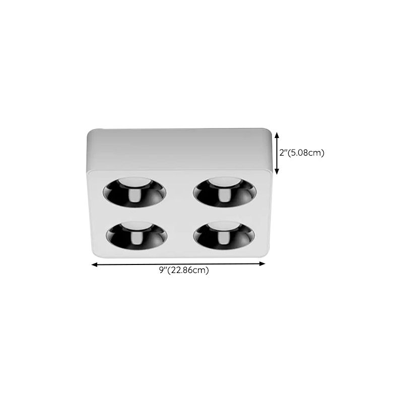 Modern LED Metal Flush Mount Square Shape Ceiling Light with Glass Shade for Living Room