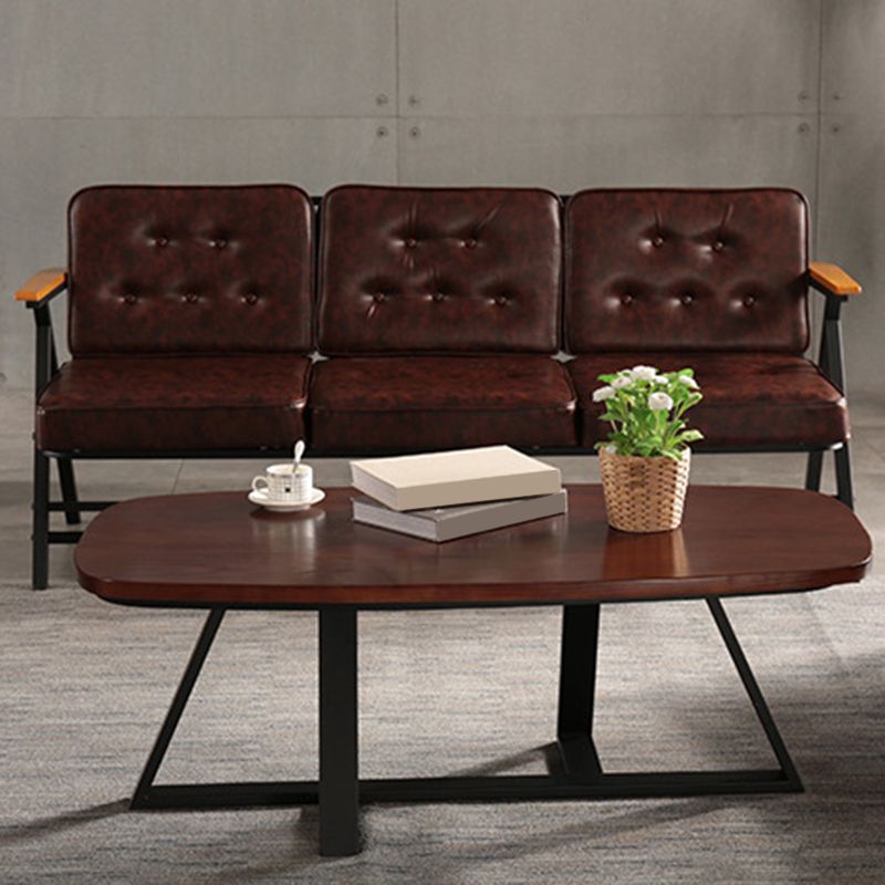 Modern Style 1 Single Coffee Table Pine Wood Brown Cocktail Table