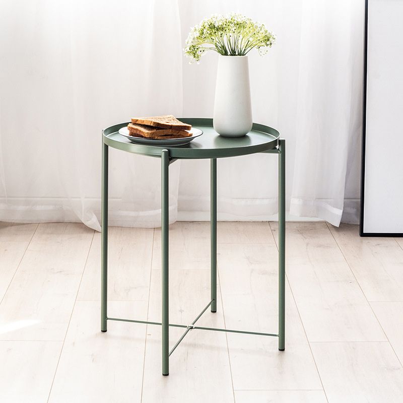 Tray Top Cross Legs End Table Contemporary Round Side End Table