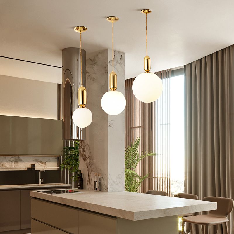 Weißer Globus Anhänger Leichtes nordischer Stil 1 Lichtdecke mit Glas für Wohnzimmer