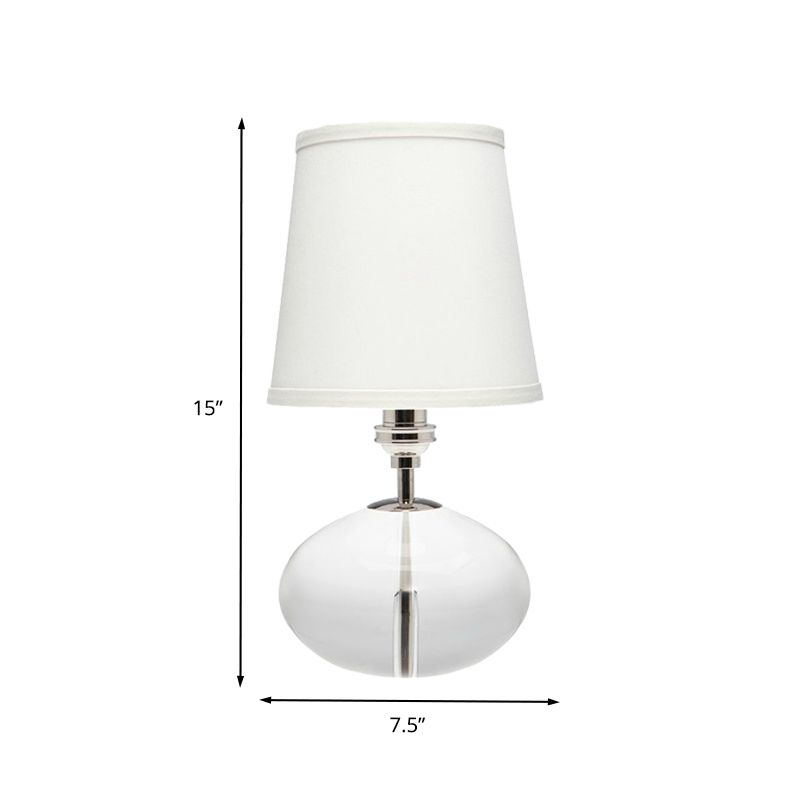 Luz de la mesa de tela oblonga Simplicidad Clear Crystal 1 cabeza Lámpara de escritorio pequeña en blanco