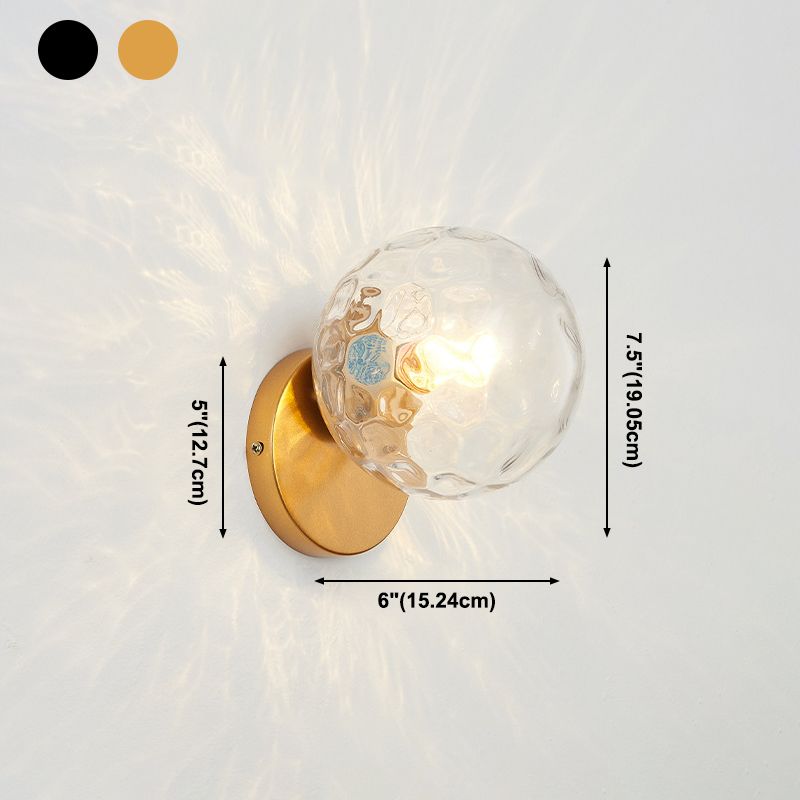 Minimalism Style Glass Ball Sconce Light Fixtures One Head Wall Lamp for Bedroom