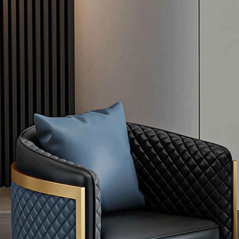 Faux Leather Sofa Modern Tuxedo Arm Sofa with Tight Back Water  Resistant