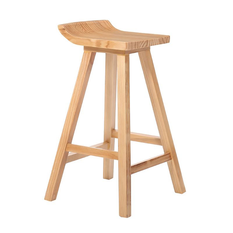 Restaurant Modern Simple Barstool Wood 4 Legs Bar Stool with Pedal