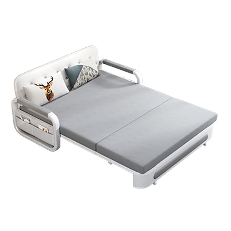 Pillow Included Sofa Futon Square Arms Convertible Sofa with Storage