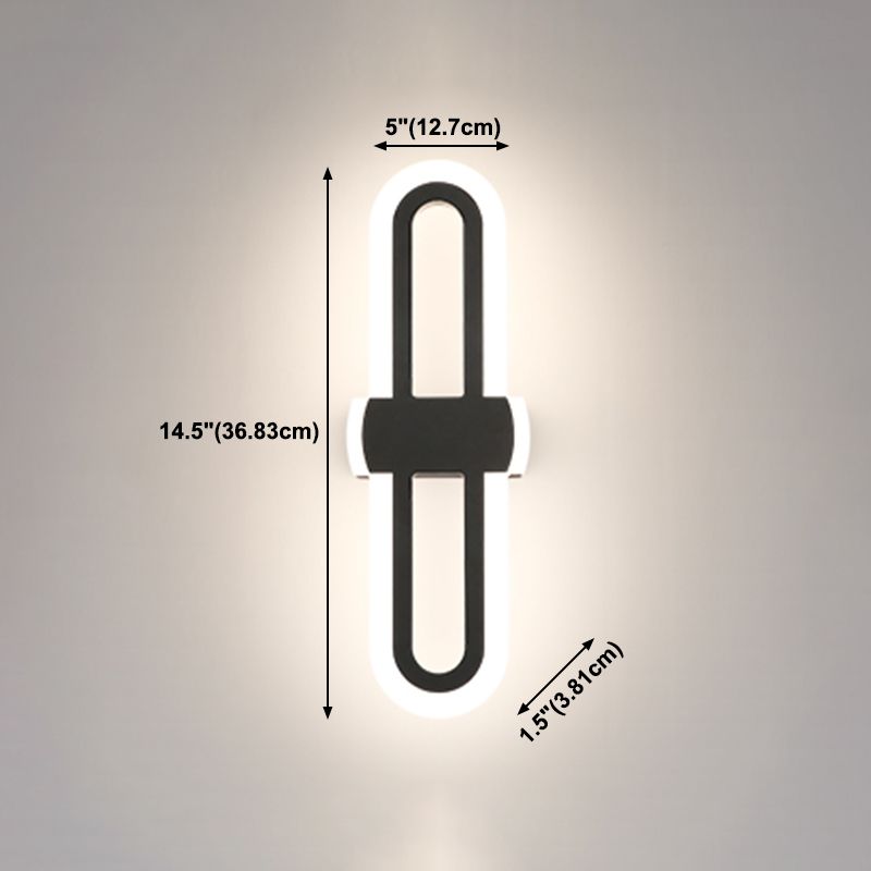 Cronique en métal simple contemporain Lumière murale à LED noire pour chambre à coucher