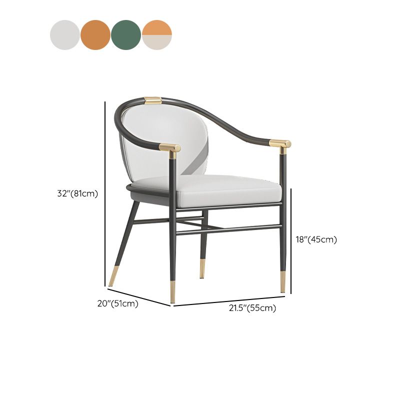 Contemporary Metal Dining Room Chair Arm Upholstered Side Chairs for Home Use