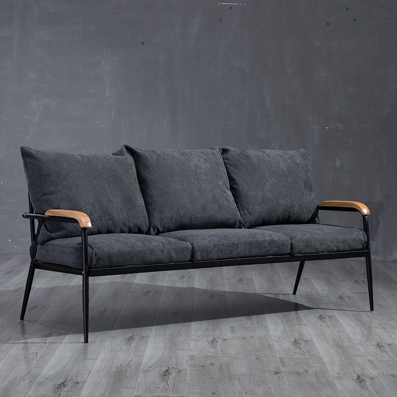 Industrial Style Loose Back Sofa Metal & Wood Frame Cushions Sofa