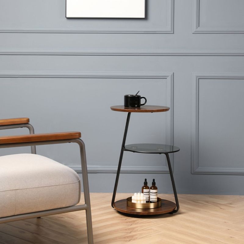 Modern Round Corner Table 3-Tier Side End Table with Storage