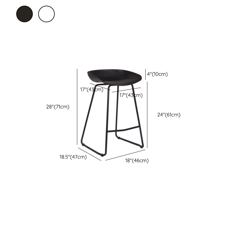 Contemporary Plastic Bar Stool Armless Dining Stool with Metal Base