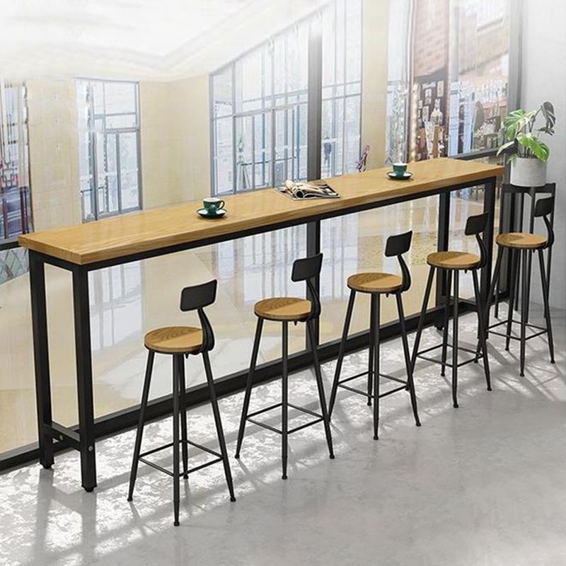 Modern Wood Counter Table Rectangle Top Table with Black Base