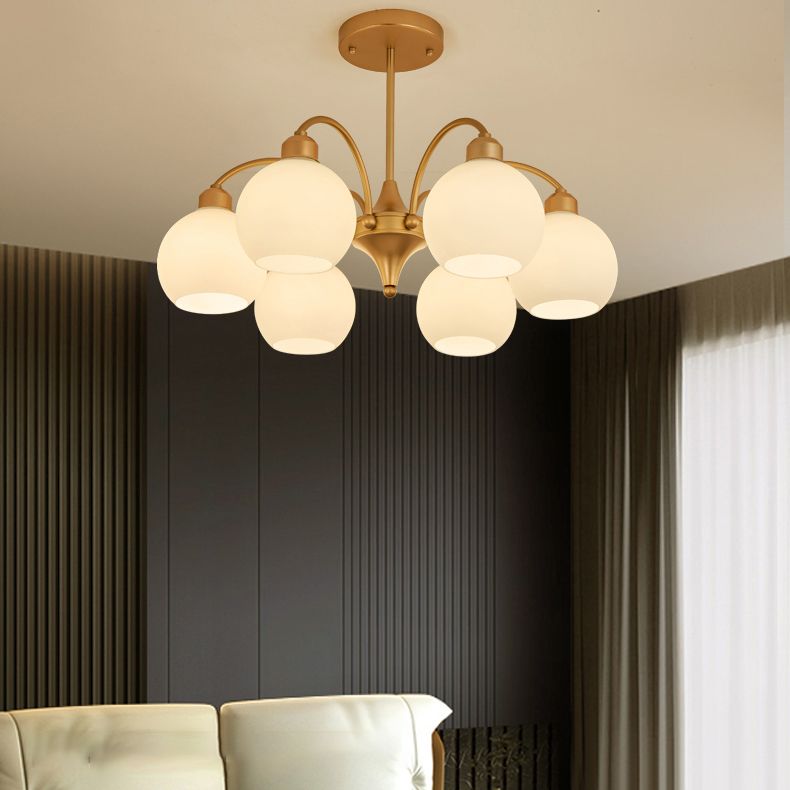 Modern Glass Chandelier Light Globe Shade Multi-Head Pendant Lamps for Living Room