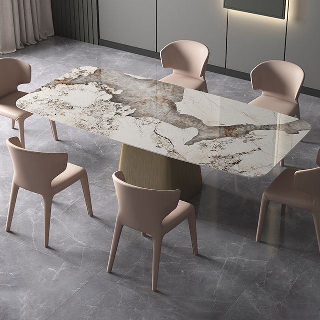 Modern Style Rectangle Dining Table Sintered Stone Pedestal Dining Table for Home Use