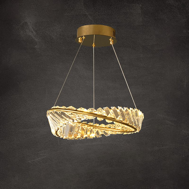 Modern Creative LED Pendant Light Crystal Circular Chandelier for Living Room