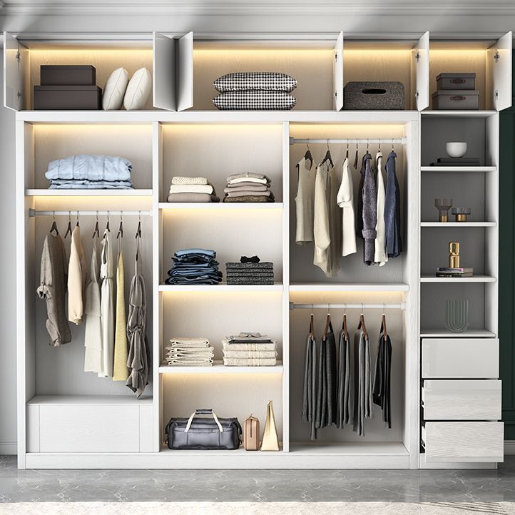 White High Gloss Wardrobe Armoire Modern Engineered Wood Wardrobe