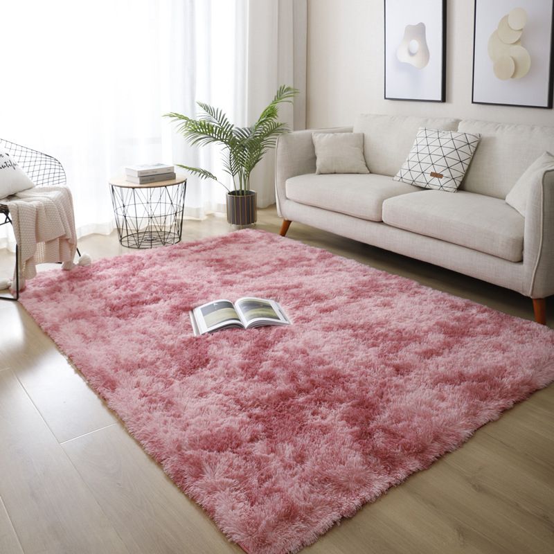 Modern Area Rug Leisure Solid Color Carpet Polyester Shag Rug with Non-Slip Backing